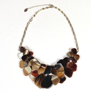 Stella and Ruby Simulated Agate Stone Necklace Brown Cluster Chunky Statement